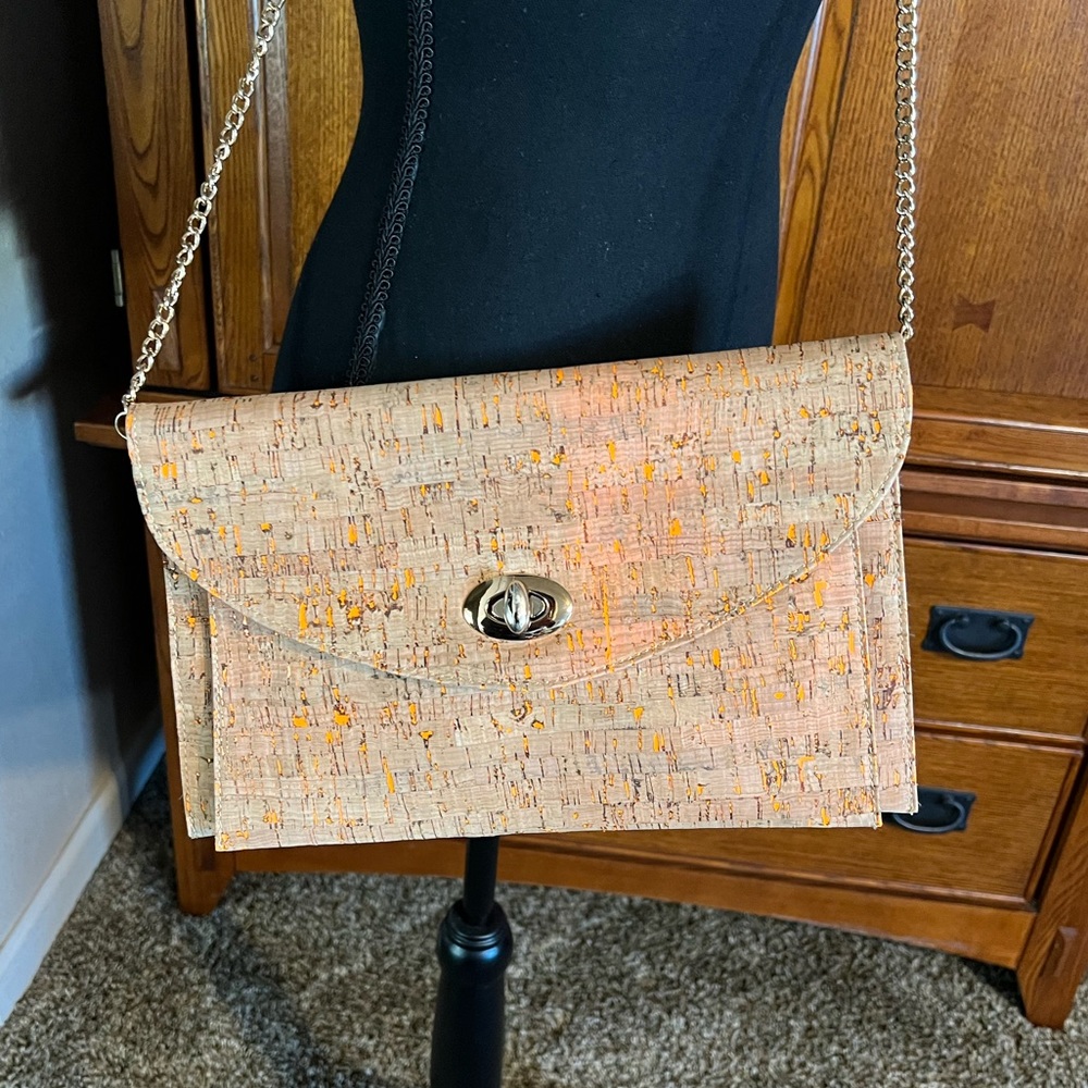 Street Level Orange & Cork Crossbody Purse